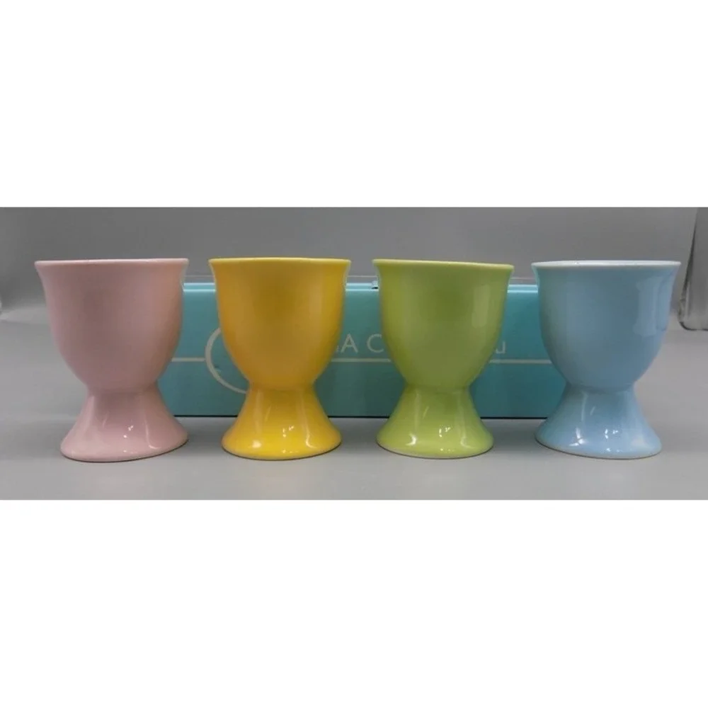 New BIA Cordon Bleu Ceramic Egg Cups Pastel Colors Mint in Box Easter